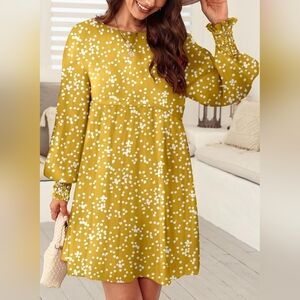 Elegant Yellow Floral Dress